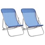 vidaXL Chaises de plage pliantes 2Pièces textilène acier enduit de poudre