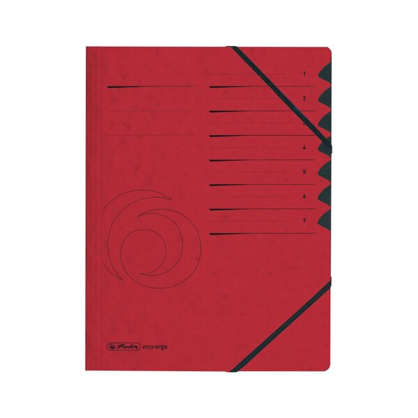 Trieur easyorga A4 en carton 7 compartiments + élastiques Rouge HERLITZ