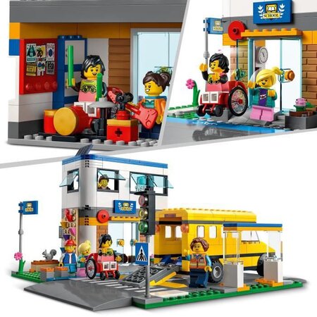 Lego - LEGO 60329 City Une Journée d'École, Jouet de Construction Bus, 2  Classes et Plaques de Route, Set pour Enfants +6 Ans - Briques Lego - Rue  du Commerce