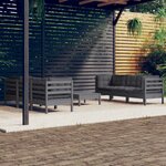 vidaXL Salon de jardin 7 Pièces avec coussins anthracite bois de pin