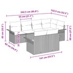 vidaXL Ensemble de canapés de jardin 7 pièces avec coussins marron poly rattan