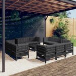 vidaXL Salon de jardin 13 Pièces avec coussins anthracite Bois de pin