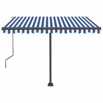vidaXL Auvent automatique capteur de vent/LED 350x250 cm Bleu et blanc