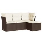 vidaXL Salon de jardin 4 Pièces avec coussins marron résine tressée