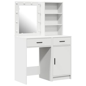 Ensemble de coiffeuse 2 pièces avec LED en bois blanc