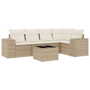 vidaXL Salon de jardin avec coussins 6 Pièces beige résine tressée