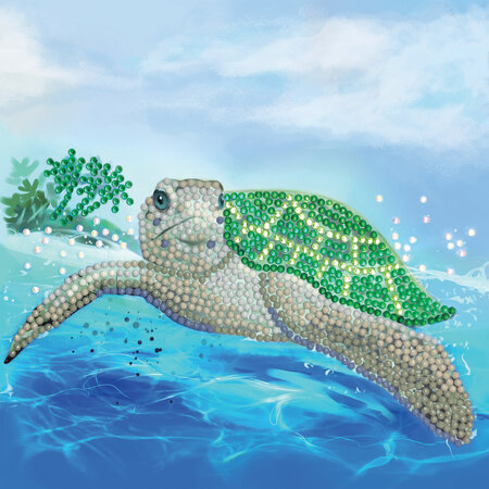 Kit carte broderie diamant 18x18cm Tortue