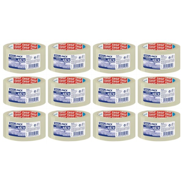 Ruban Adhésif Polypro STRONG 45 microns H50mm x L66 m Transparent x 12 TESA