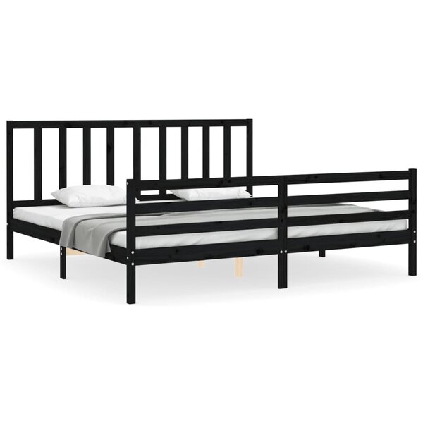 vidaXL Cadre de lit avec tête de lit noir 200x200 cm bois massif