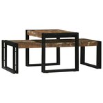 vidaXL Ensemble de 2 Tables Basses en Bois Massif Récupéré