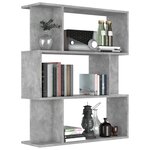 vidaXL Bibliothèque/Séparateur de pièce Gris béton Bois d’ingénierie