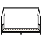 vidaXL Cadre de lit pour enfants noir 90x190 cm bois de pin massif