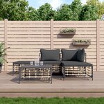 vidaXL Salon de jardin 5 Pièces avec coussins anthracite résine tressée