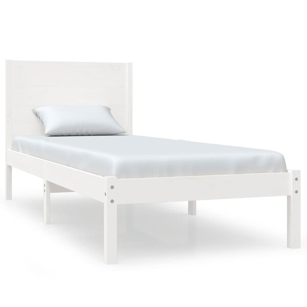 vidaXL Cadre de lit Blanc Bois massif 75x190 cm Petit simple