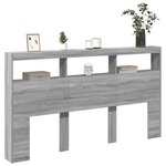 vidaXL Armoire tête de lit avec LED sonoma gris 180x17x102 cm