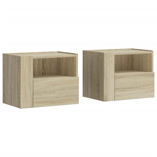 vidaXL Tables de chevet murales 2 Pièces chêne sonoma 45x30x35 cm