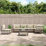 vidaXL Salon de jardin 7 Pièces avec coussins anthracite résine tressée