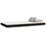 vidaXL Cadre de lit Noir 100x200 cm Bois de pin massif