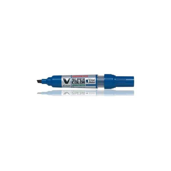 Marqueur Permanent Rechargeable V SUPER COLOR Begreen Pte Biseautée Moyenne Bleu PILOT
