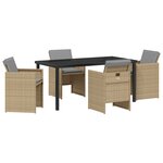 vidaXL Ensemble de salle à manger de jardin 5 pièces avec coussins en rattan PE beige