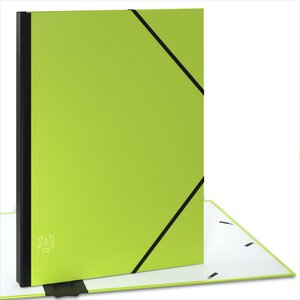 ACROPAQ Carton à dessin A3- 34 x 45 cm Avec fermeture élastique Dos extensible pour plus d'espace- Vert- Certifié FSC
