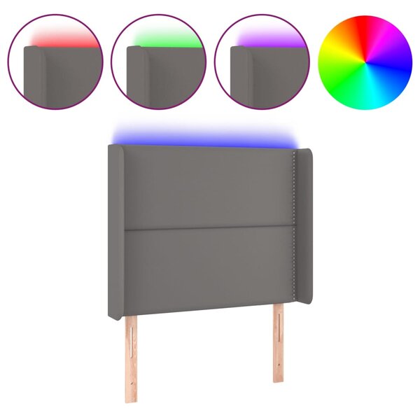 vidaXL Tête de lit à LED Gris 93x16x118/128 cm Similicuir