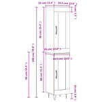 vidaXL Buffet haut Noir 34 5x34x180 cm Bois d'ingénierie