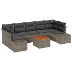 vidaXL Ensemble de canapés de jardin 8 pièces avec coussins Gris Poly Rotin