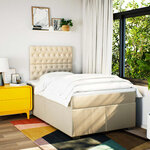 vidaXL Sommier à lattes de lit avec matelas Crème 120x200 cm Tissu