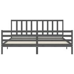 vidaXL Cadre de lit avec tête de lit gris 200x200 cm bois massif