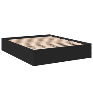 vidaXL Cadre de lit noir 160x200 cm bois d'ingénierie