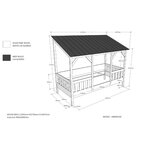 MALIA Lit cabane 90x200 avec toit noir + sommier + Matelas