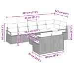 Ensemble de canapé de jardin modulable de 9 pièces avec coussins Beige Poly Rattan