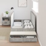 vidaXL Cadre de lit de rangement Gris béton 100x200 cm