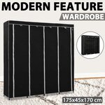 vidaXL Garde-robe avec 4 compartiments Noir 175x45x170 cm