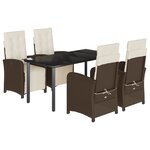 vidaXL Ensemble à manger de jardin 5 Pièces et coussins marron poly rotin