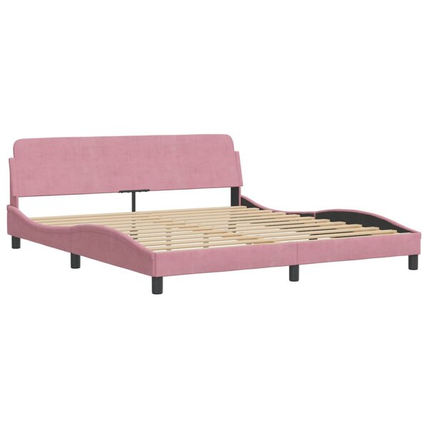 vidaXL Cadre de lit avec tête de lit Rose 180x200 cm Velours