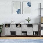 vidaXL Buffets 3 Pièces gris béton bois d'ingénierie
