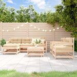 vidaXL Salon de jardin 7 Pièces avec coussins bois massif