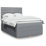 vidaXL Sommier à lattes de lit avec matelas Gris clair 160x200cm Tissu