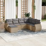 vidaXL Salon de jardin avec coussins 7 Pièces beige résine tressée