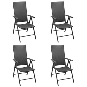 vidaXL Chaises de jardin 4 Pièces Résine tressée Noir