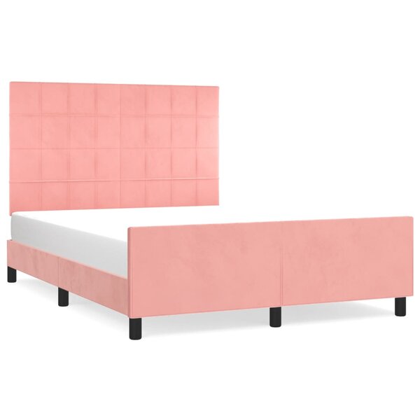 vidaXL Cadre de lit avec tête de lit Rose 140x190 cm Velours