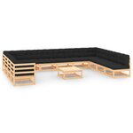 vidaXL Salon de jardin 13 Pièces avec coussins anthracite Pin massif