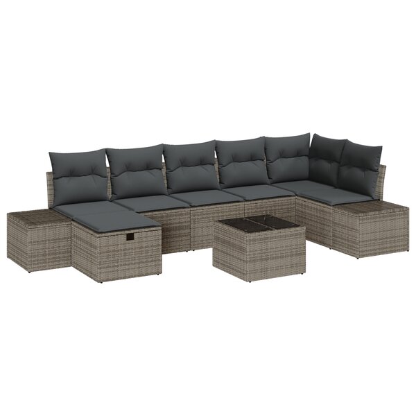 vidaXL Ensemble de Canapé de Jardin avec Coussins Gris en Poly Rattan