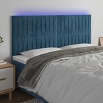 vidaXL Tête de lit à LED Bleu foncé 180x5x118/128 cm Velours