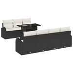 Ensemble de canapé de jardin de 8 pièces vidaXL avec coussins Noir Poly Rotin