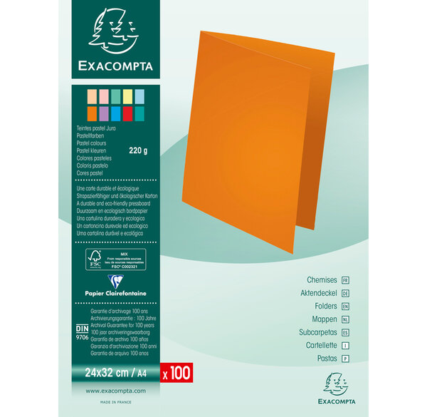 Paquet 100 chemises SUPER 250 - 24x32cm EXACOMPTA
