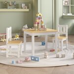 vidaXL Ensemble de table et chaises pour enfants 3 Pièces Blanc et beige