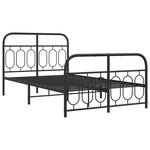 vidaXL Cadre de lit métal avec tête de lit/pied de lit noir 120x190 cm